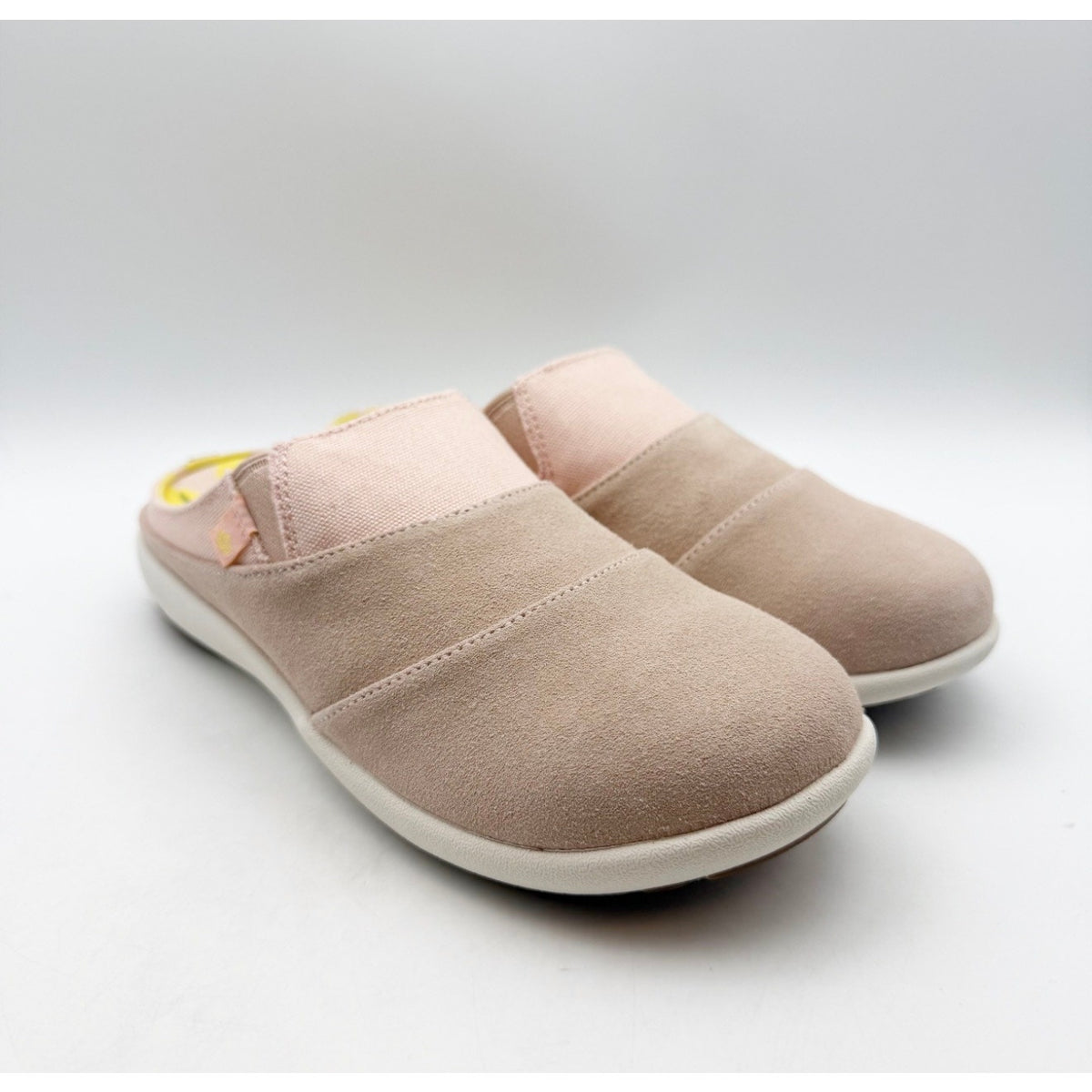 SPENCO Womens Siesta Bokeh Layered Clogs 5.5 WIDE Blush Pink Suede Lemons NIB