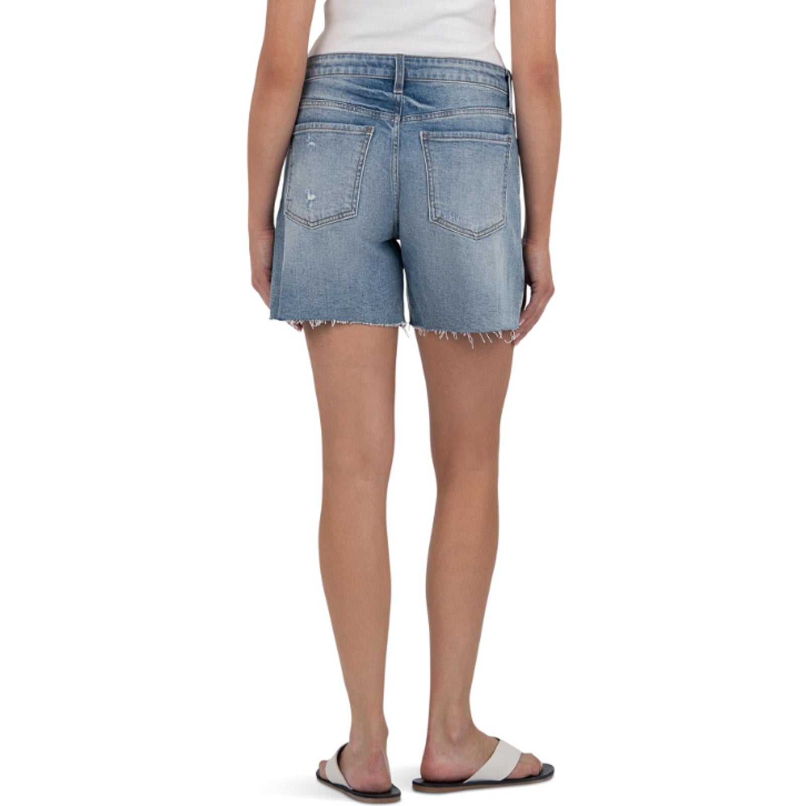 KUT FROM THE KLOTH Hailey Denim Shorts Size 8 Blue Focus Raw Hem High Rise NWT