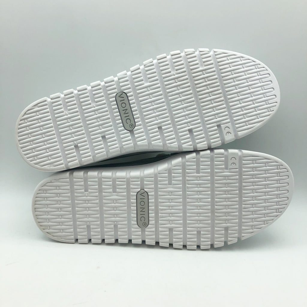 VIONIC Womens Uptown Loafers Size 8.5 Wide Silver Metallic Leather Slip-ons NIB