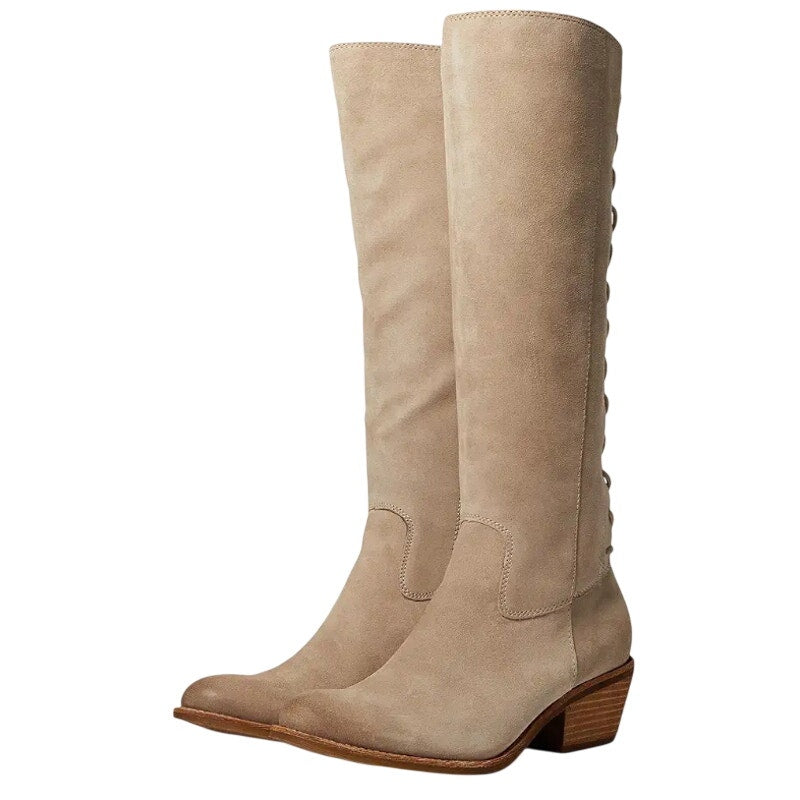 Sofft Womens Sharnell Heel Knee High Boots US 6.5 Beige Suede Waterproof NWOB