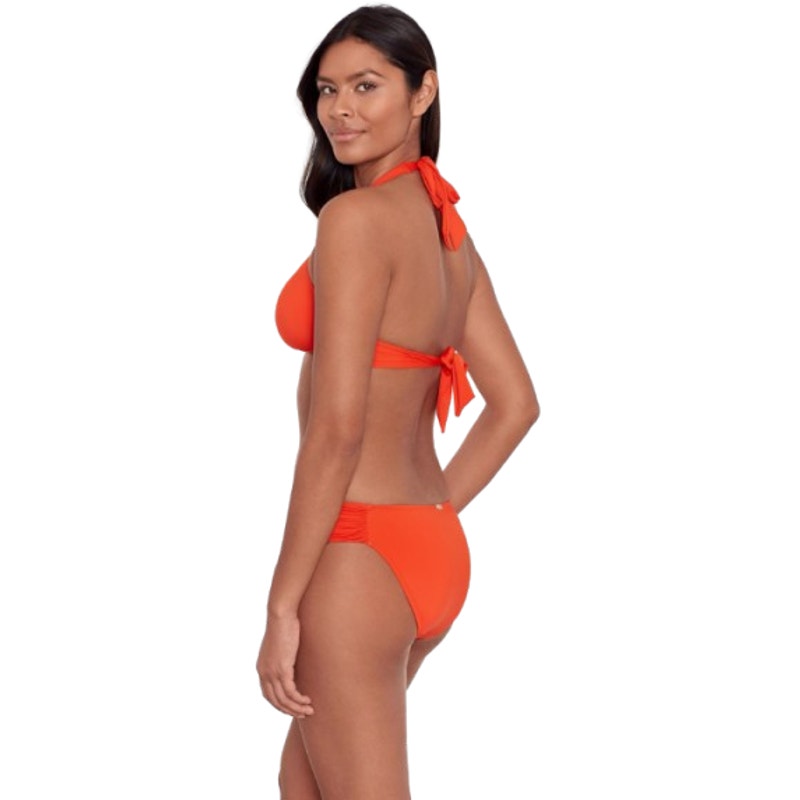LAUREN RALPH LAUREN Beach Club Hipster Bikini Bottom Size 10 Orange Shirred NWT