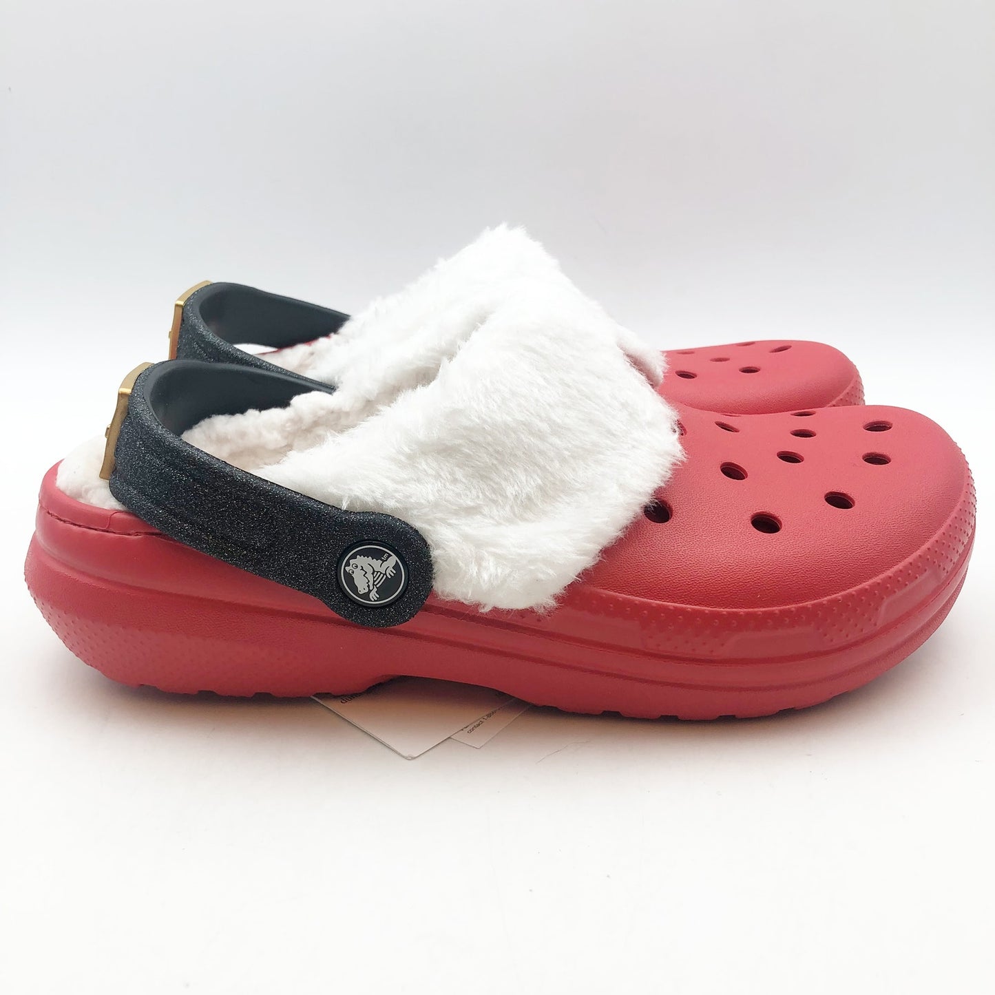 Crocs Unisex Kids Santa Classic Clogs Size J 2 Festive Red White Black NWT