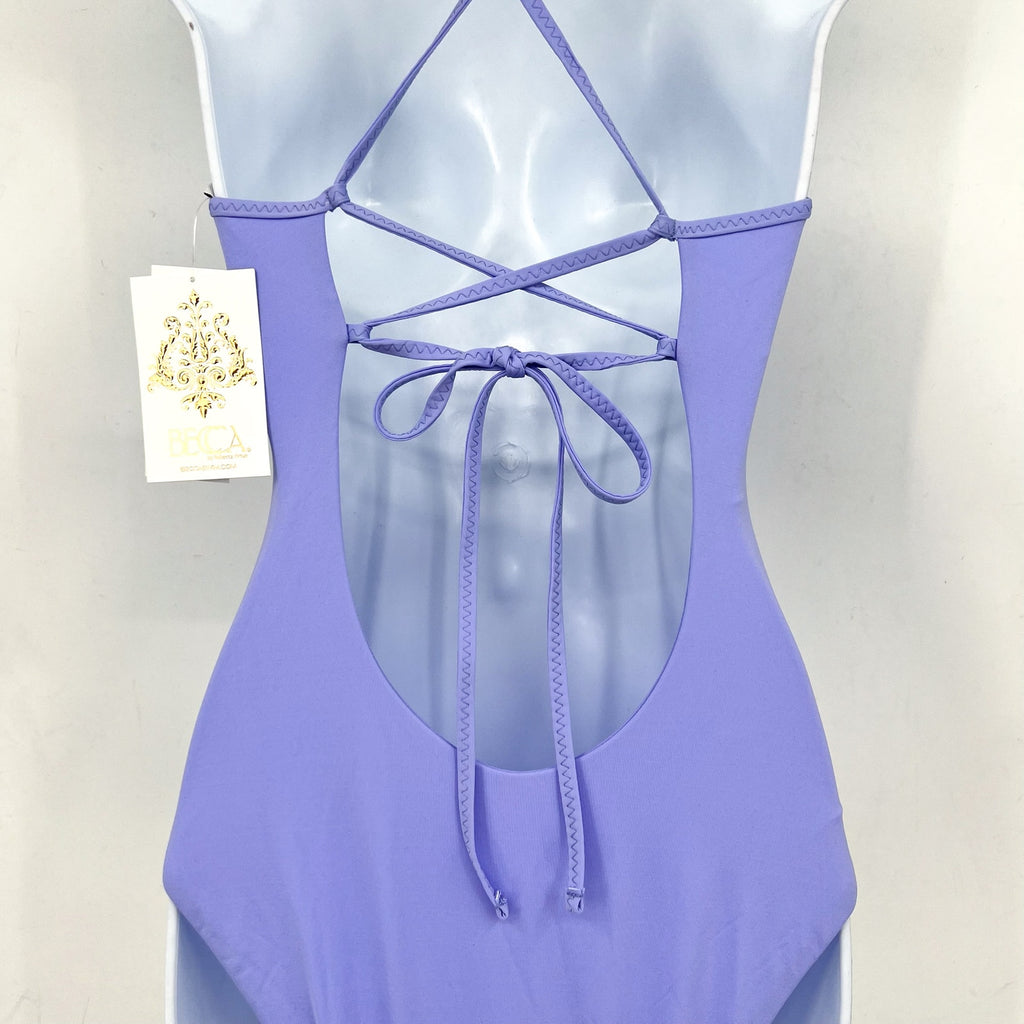 BECCA Women's Fiesta Clare Plunge One Piece Swimsuit Small Bellflower Purple NWT