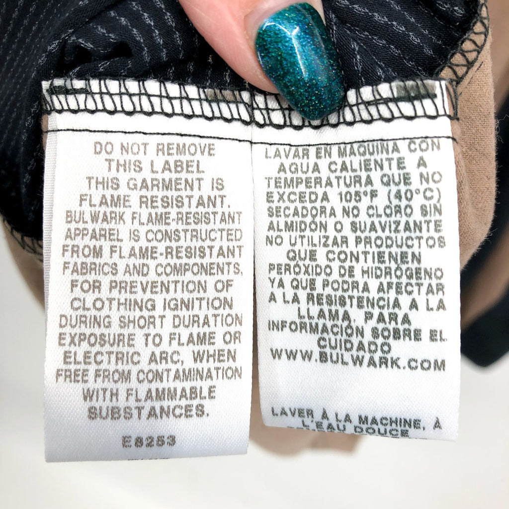 BULWARK Men’s FR Long Sleeve Shirt XXL Khaki Black Chest Pocket Base Layer NWT