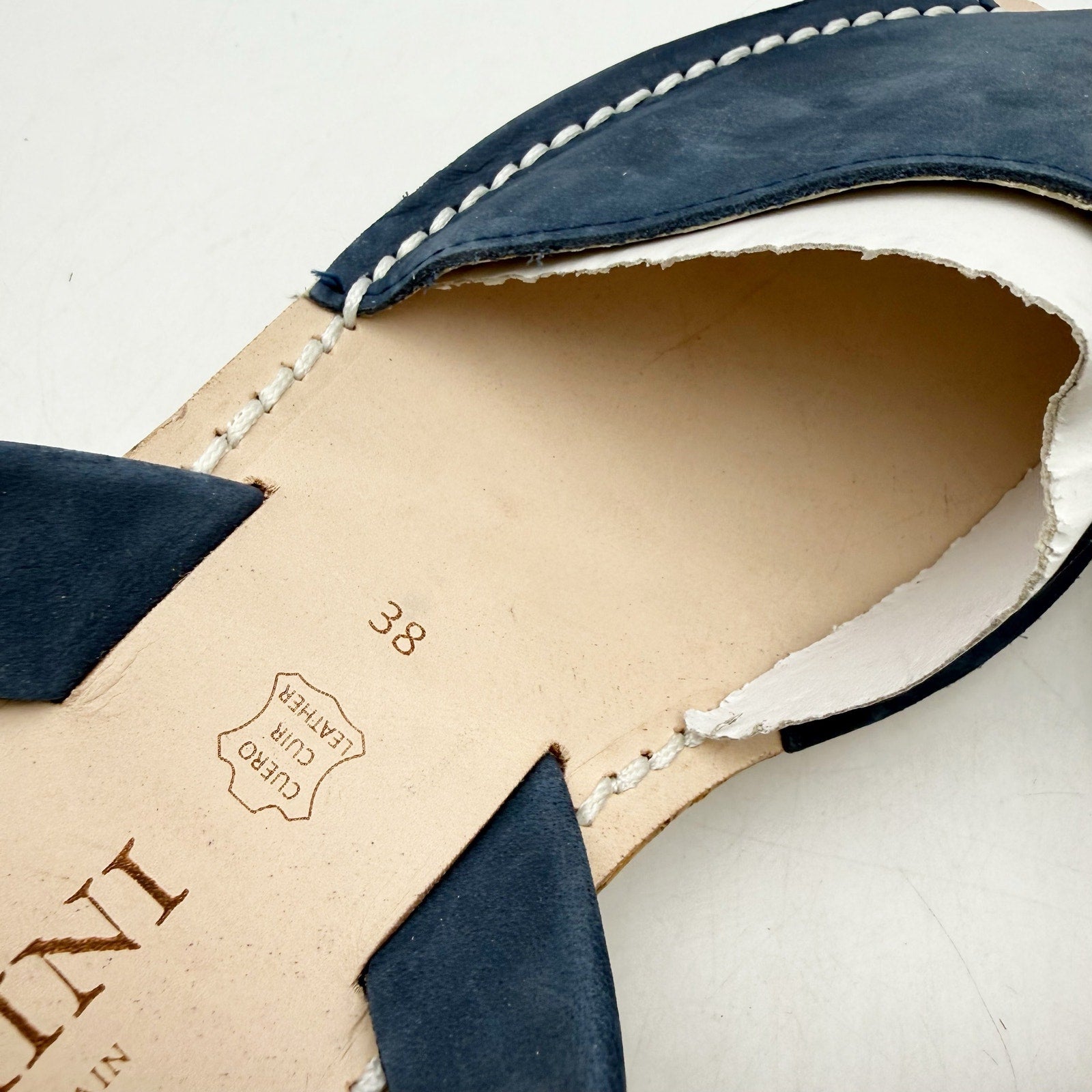 CalaXini Womens Cork Wedge Sandals EU 38 US 7.5-8 Navy Blue Suede NWOB