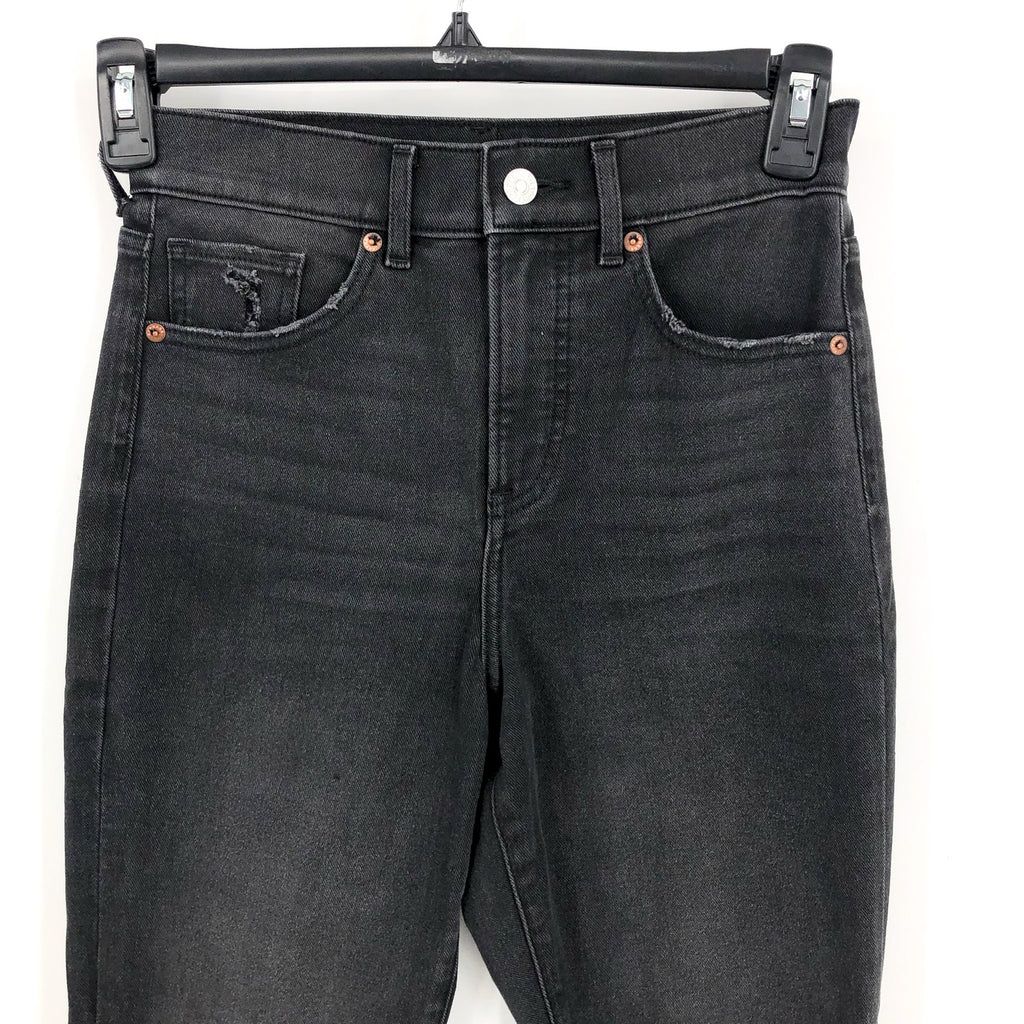 EXPRESS Women's High Waist Ripped 90s Bootcut Jeans Size 0R Black Stretch NWOT