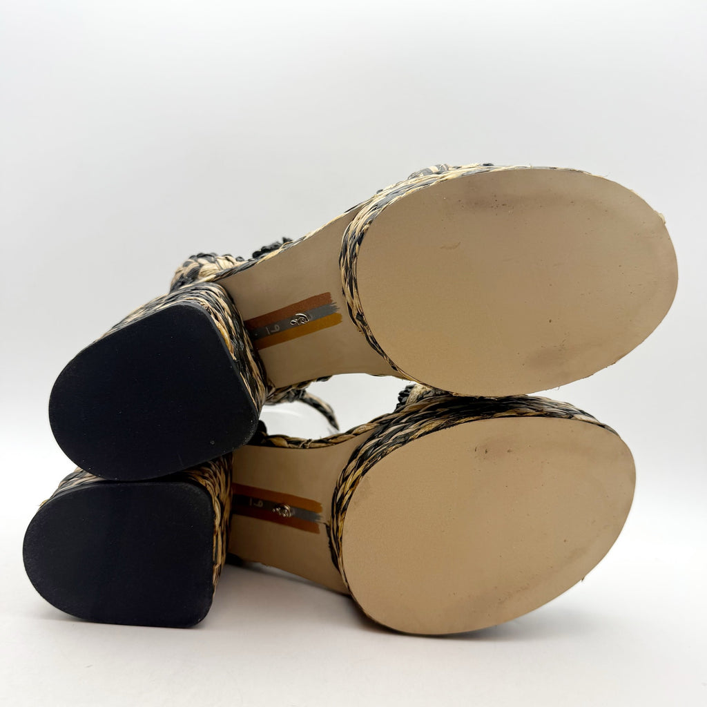 Sam Edelman Womens Iliana Espadrille Heeled Sandals Size 9 Beige Black NWOB