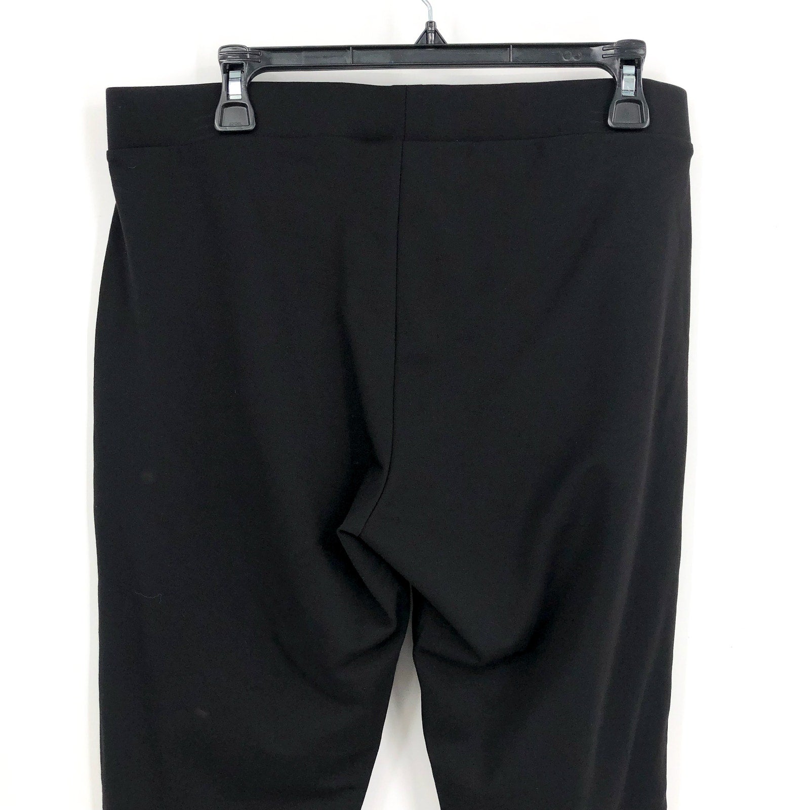 HUE Women's Ponte 7/8 Leggings Large Black Ankle Slit Stretch NWT