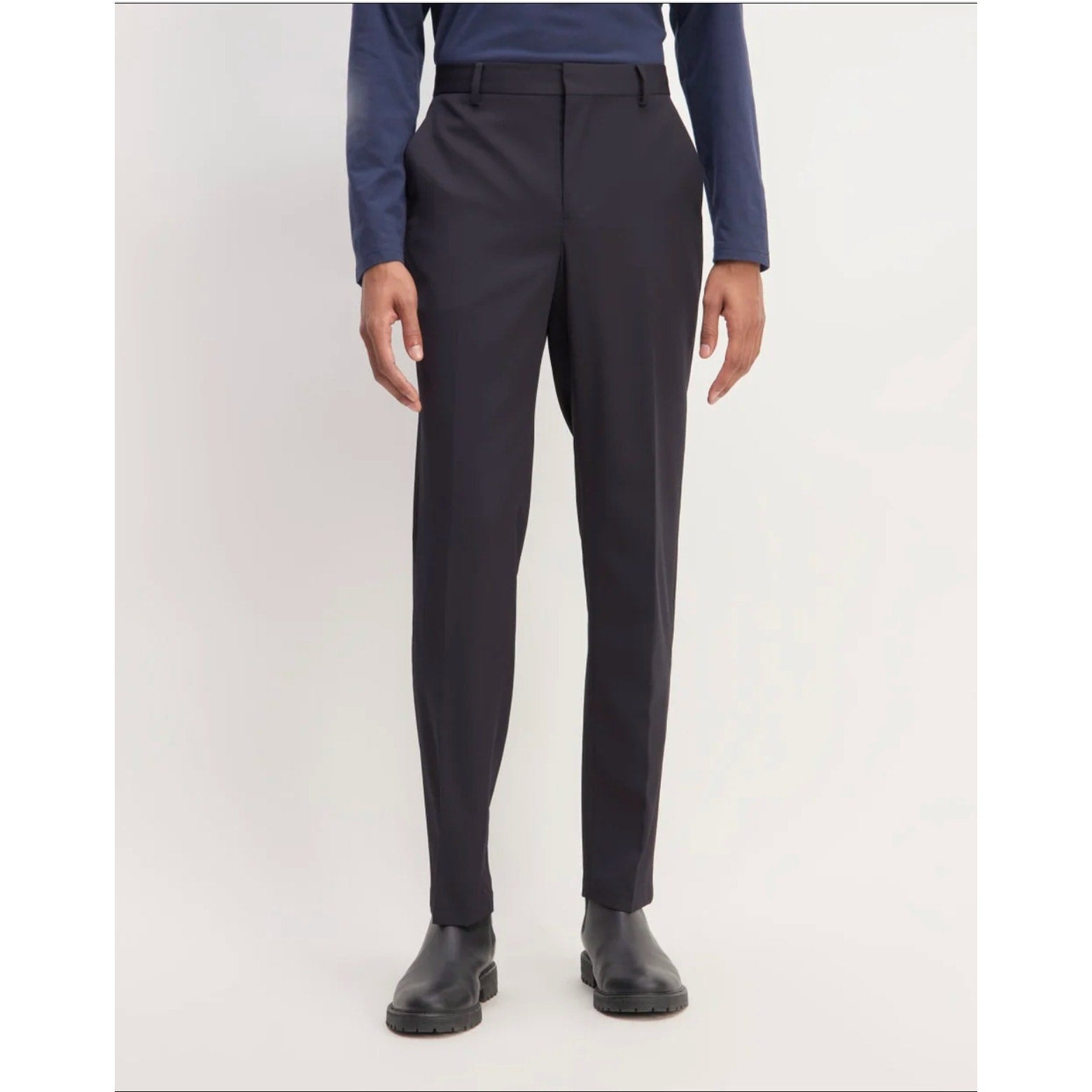 EVERLANE Men's Italian Wool Dress Pants 35x32 Navy Blue Flat Front NWT