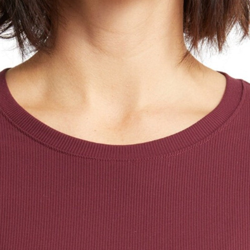 OUTDOOR VOICES Womens SuperForm Rib Crop Top XXL Red Shiraz Long Sleeve NWT