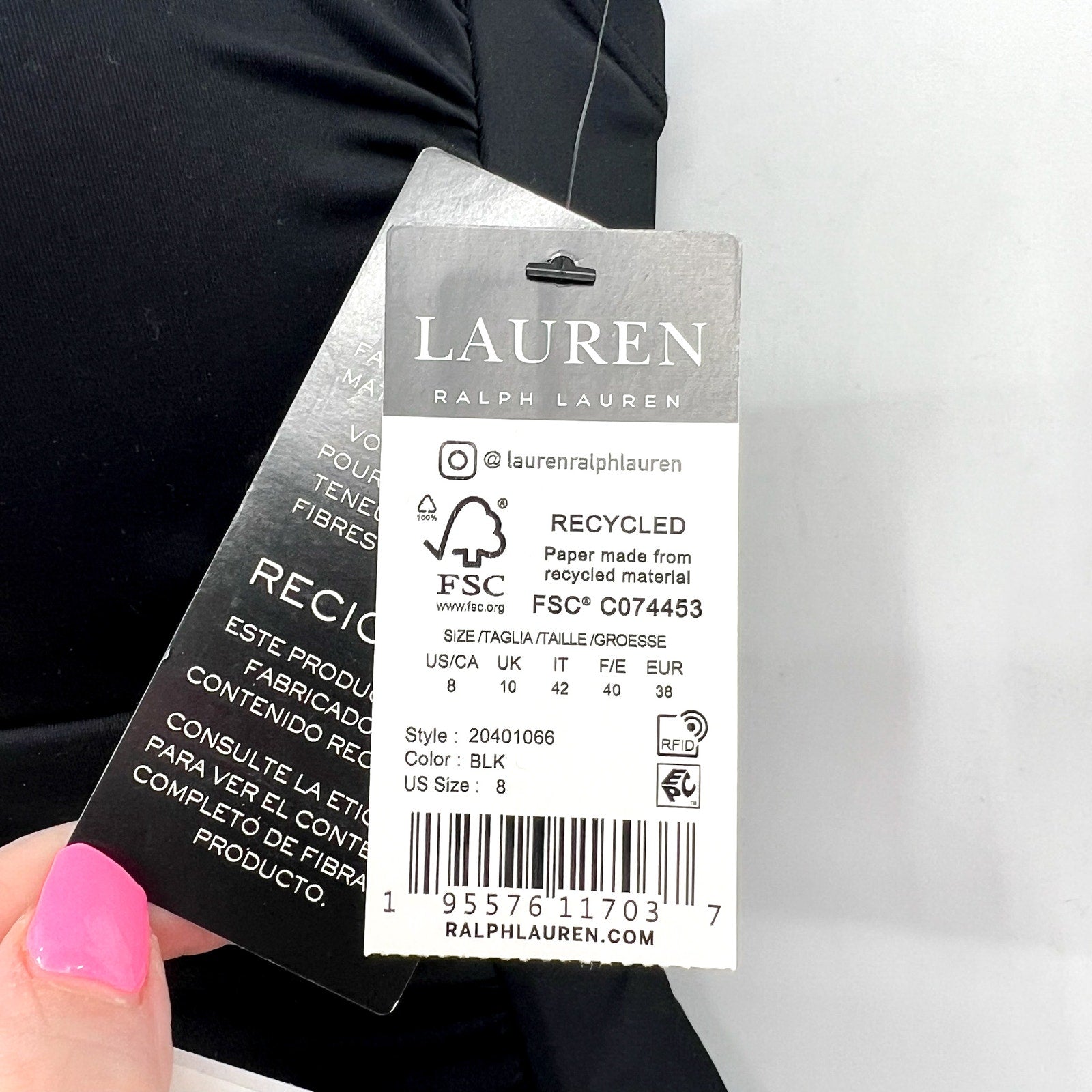 LAUREN RALPH LAUREN Beach Club Shaping One Piece Swimsuit Sz 8 Black V Wire NWT