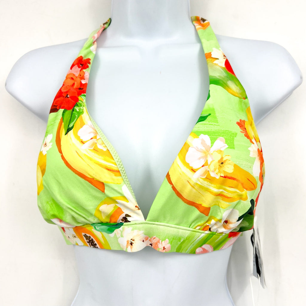 SEAFOLLY Women's Tropique Triangle Bikini Top Size 10 Green Floral Aloe Gel NWT