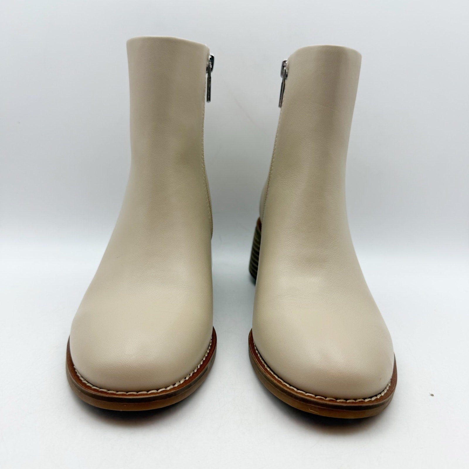 Lucky Brand Womens Cassia Ankle Booties US 6.5 Beige Vanilla Bean Leather NIB