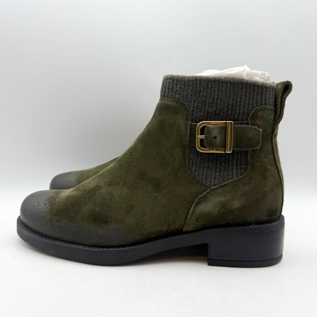 Cammina Womens Salerno Ankle Boots Size 7.5 Olive Green Suede NWOB