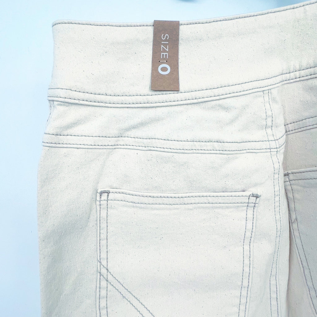 PRANA Womens Broadway Denim Skirt Size 0 Natural Cream Knee Length Stretch NWT