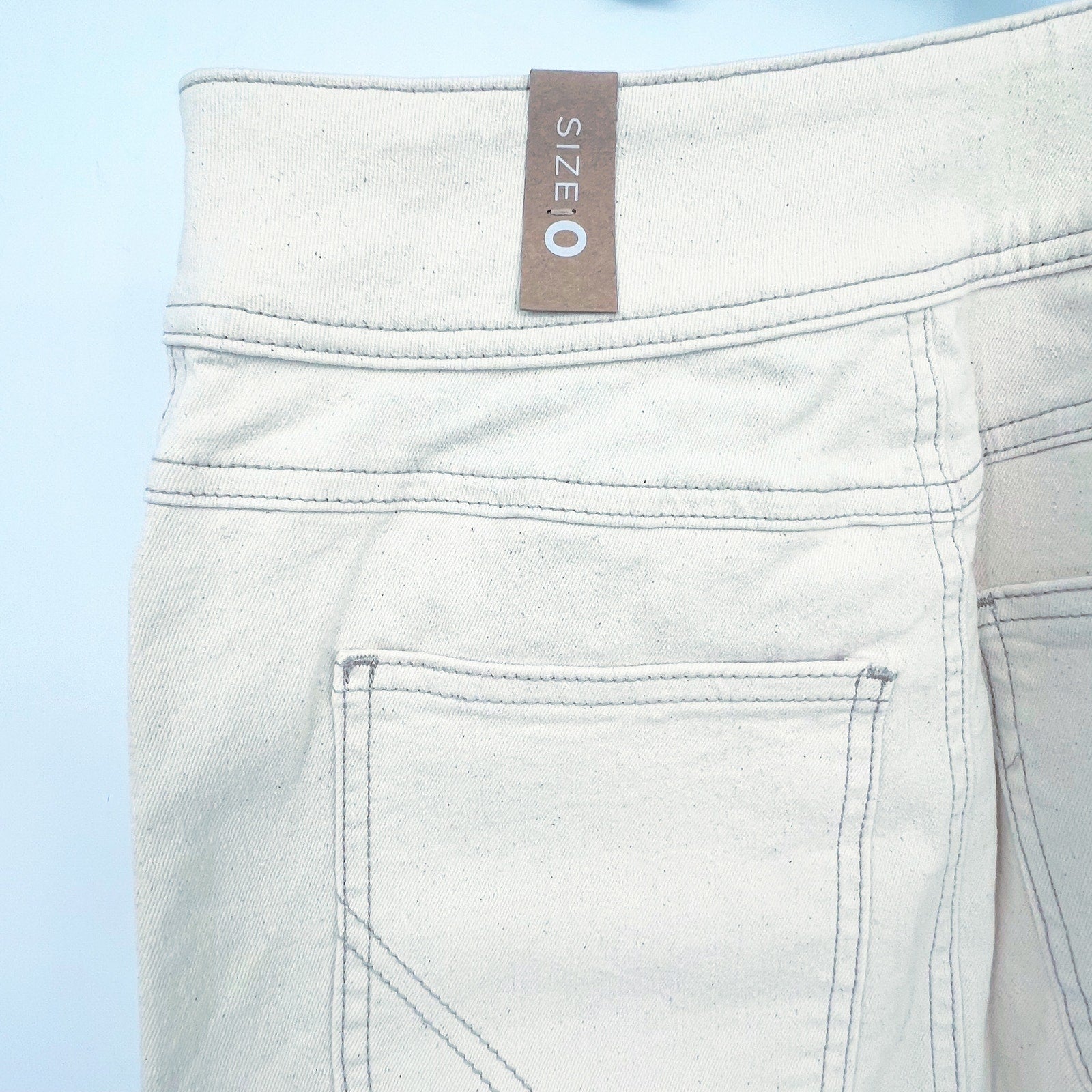 PRANA Womens Broadway Denim Skirt Size 0 Natural Cream Knee Length Stretch NWT