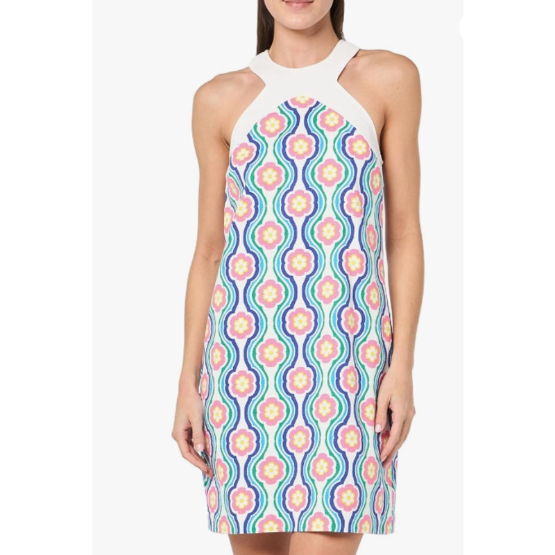 TRINA TURK Women's Halter Triton Dress Size 4 Gulfstream White Multi Floral NWT
