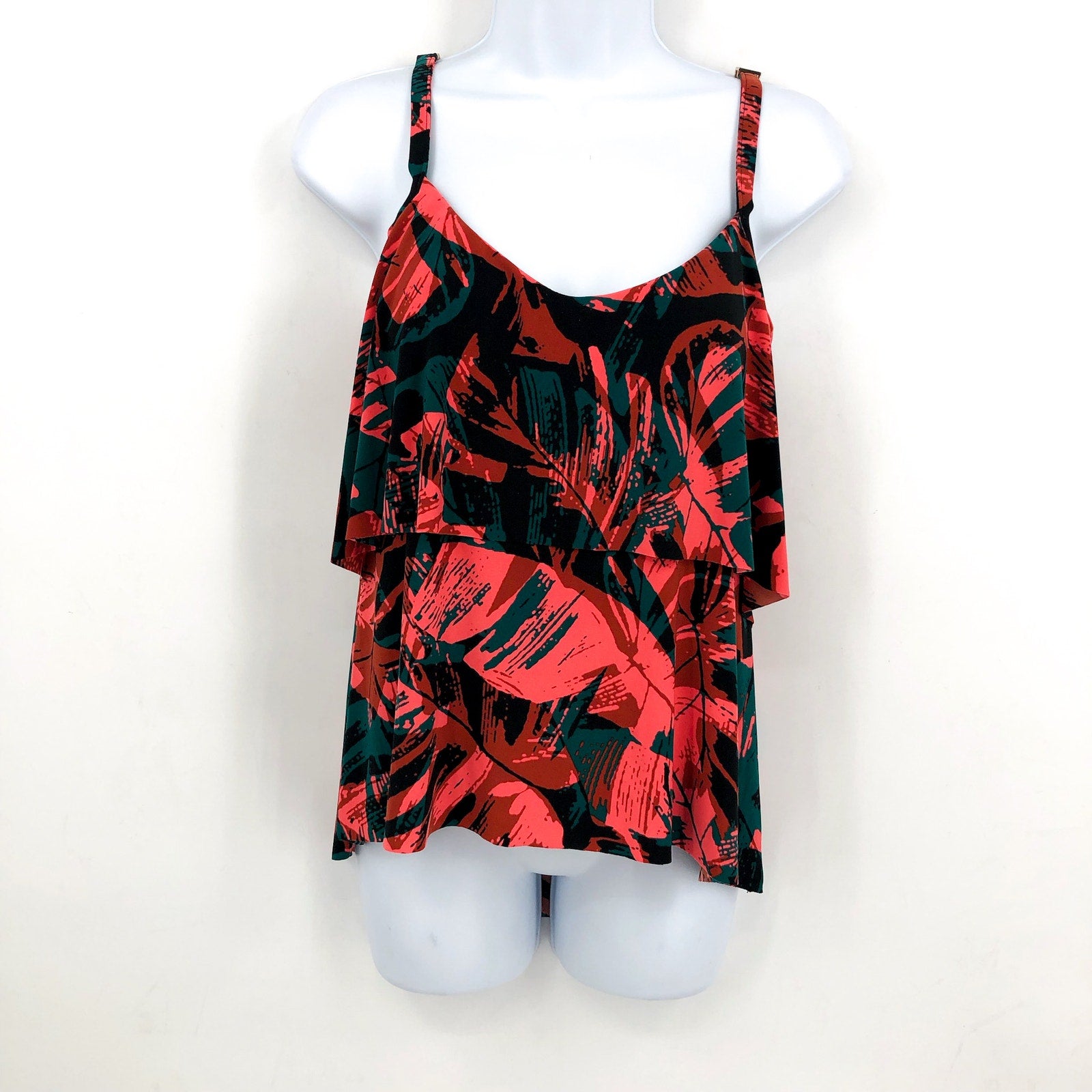 MAGICSUIT Women's Grace Tankini Swim Top Size 8 Black Red Livin Lush Print NWT