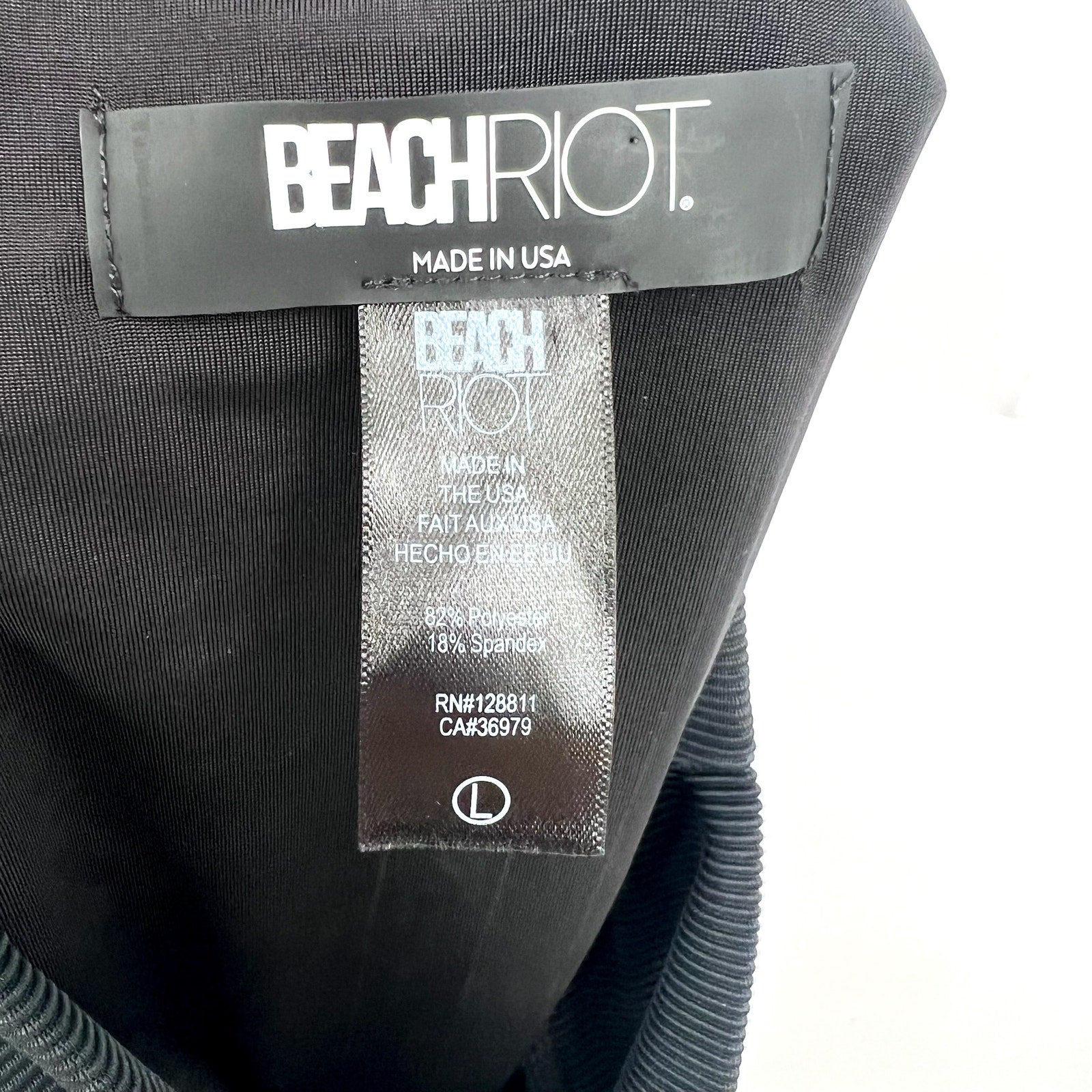 BEACH RIOT Women's Highway Bikini Bottoms Large Black Ribbed Knit NWOT