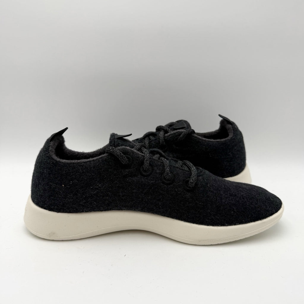 AllBirds Mens Wool Runner Casual Sneakers US 8 EU 40.5 Black Cream Athletic NIB