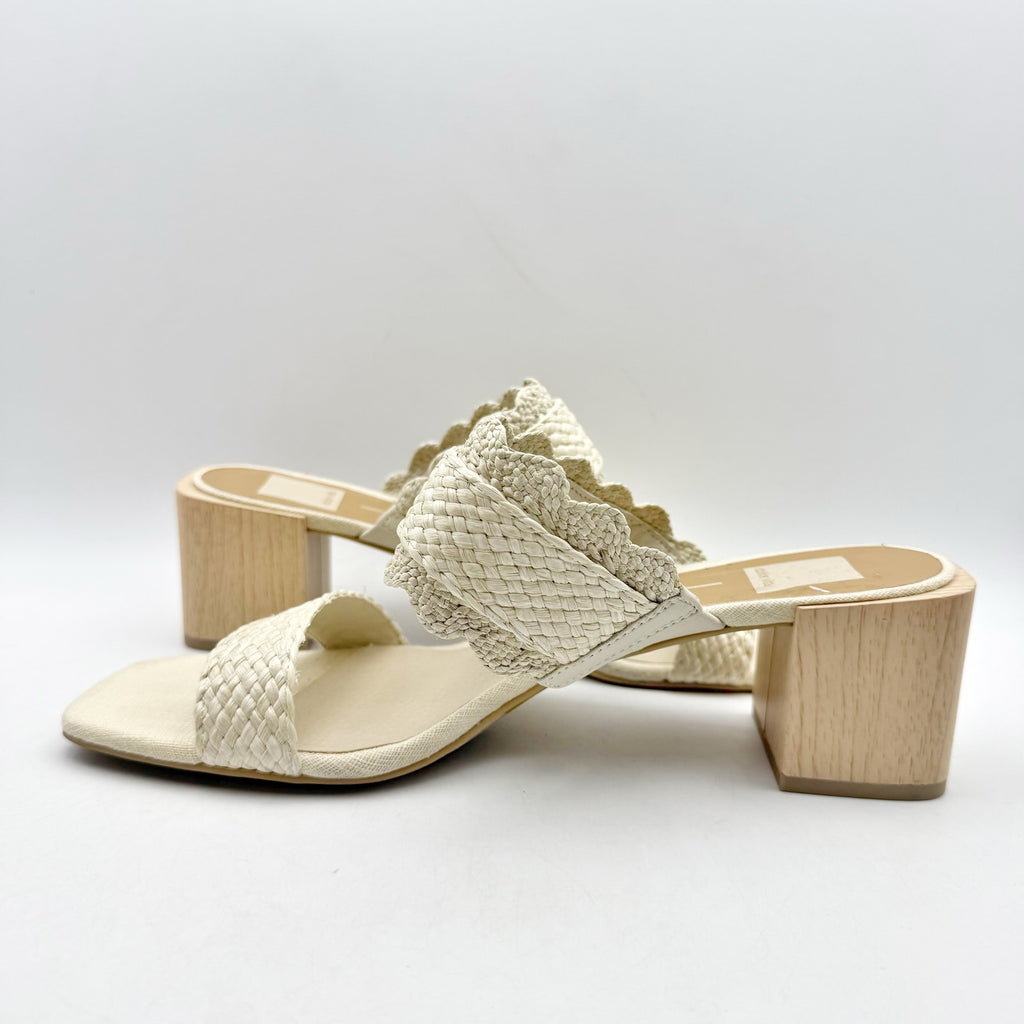 Dolce Vita Womens Zophy Heeled Sandals Size 9.5 Ivory Cream Raffia NWOB