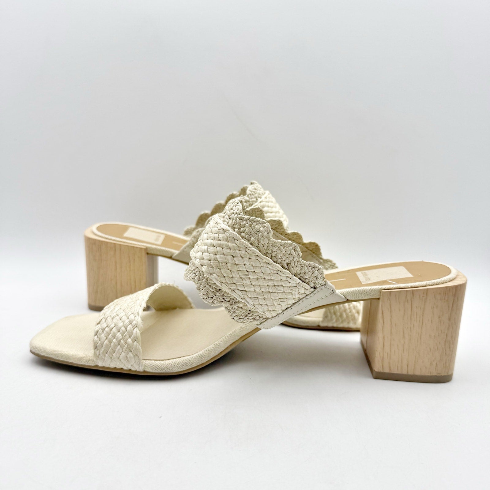 Dolce Vita Womens Zophy Heeled Sandals Size 9.5 Ivory Cream Raffia NWOB