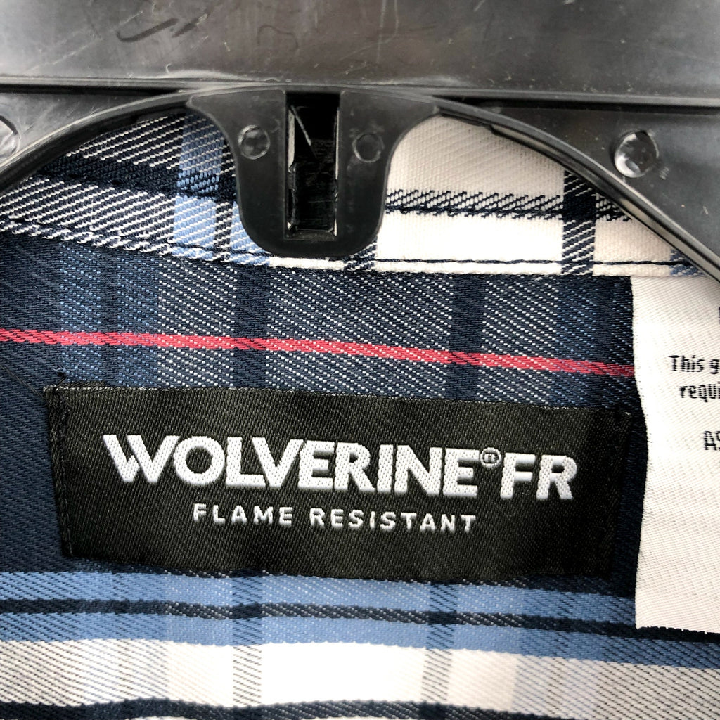 Wolverine Mens FR Twill Shirt XXL Blue White Plaid Long Sleeve NWT