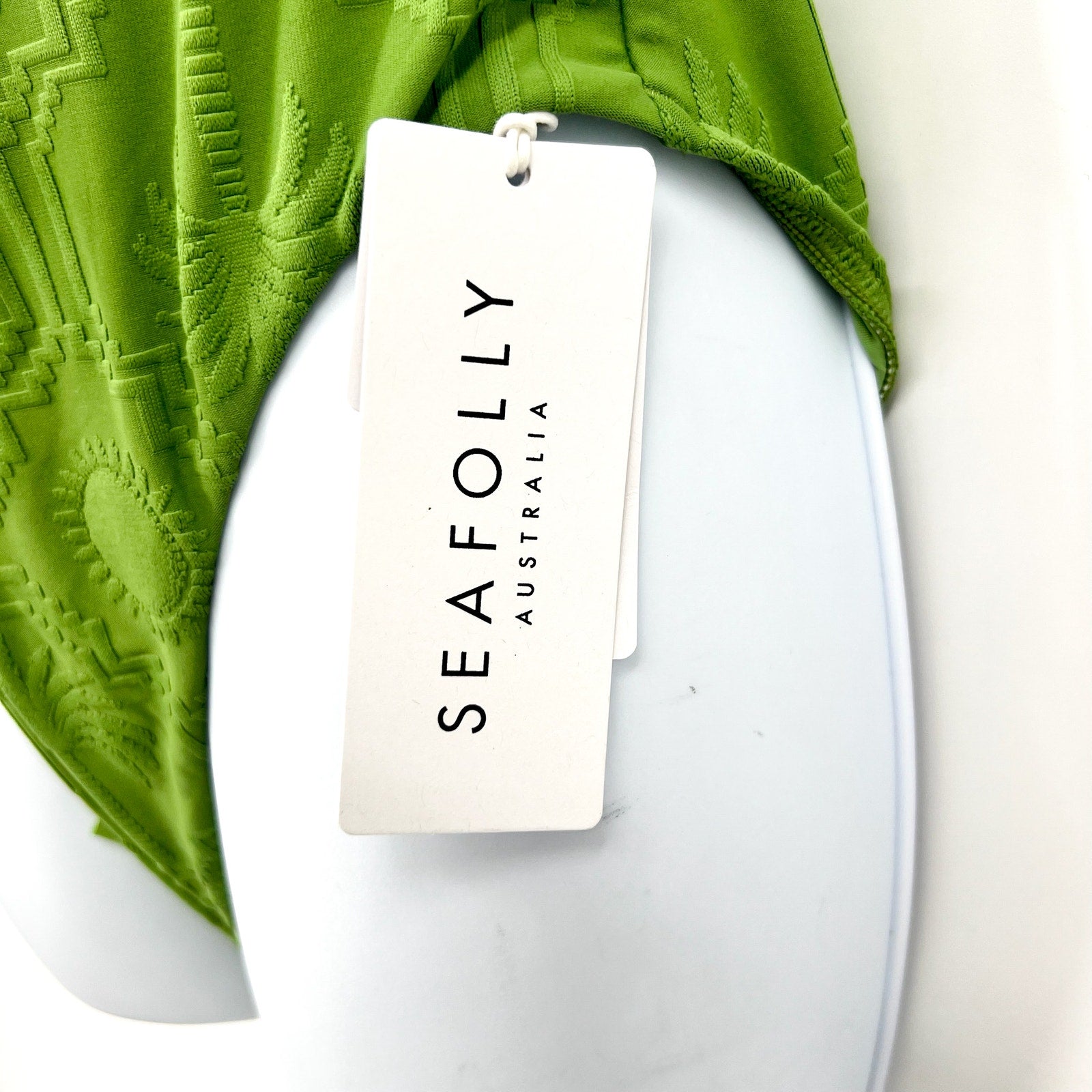 SEAFOLLY Oasis Bandeau One Piece Swimsuit Size 10 DD Sage Green Underwire NWT