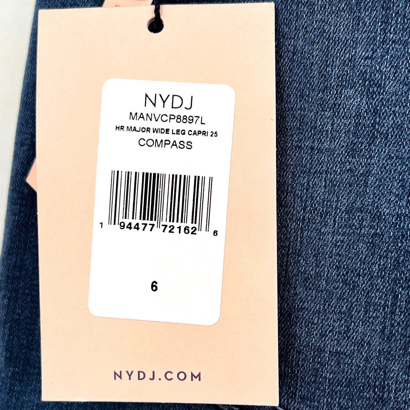 NYDJ Womens Cool Embrace Major Wide Leg Capri Jeans Size 6L Compass Blue NWT
