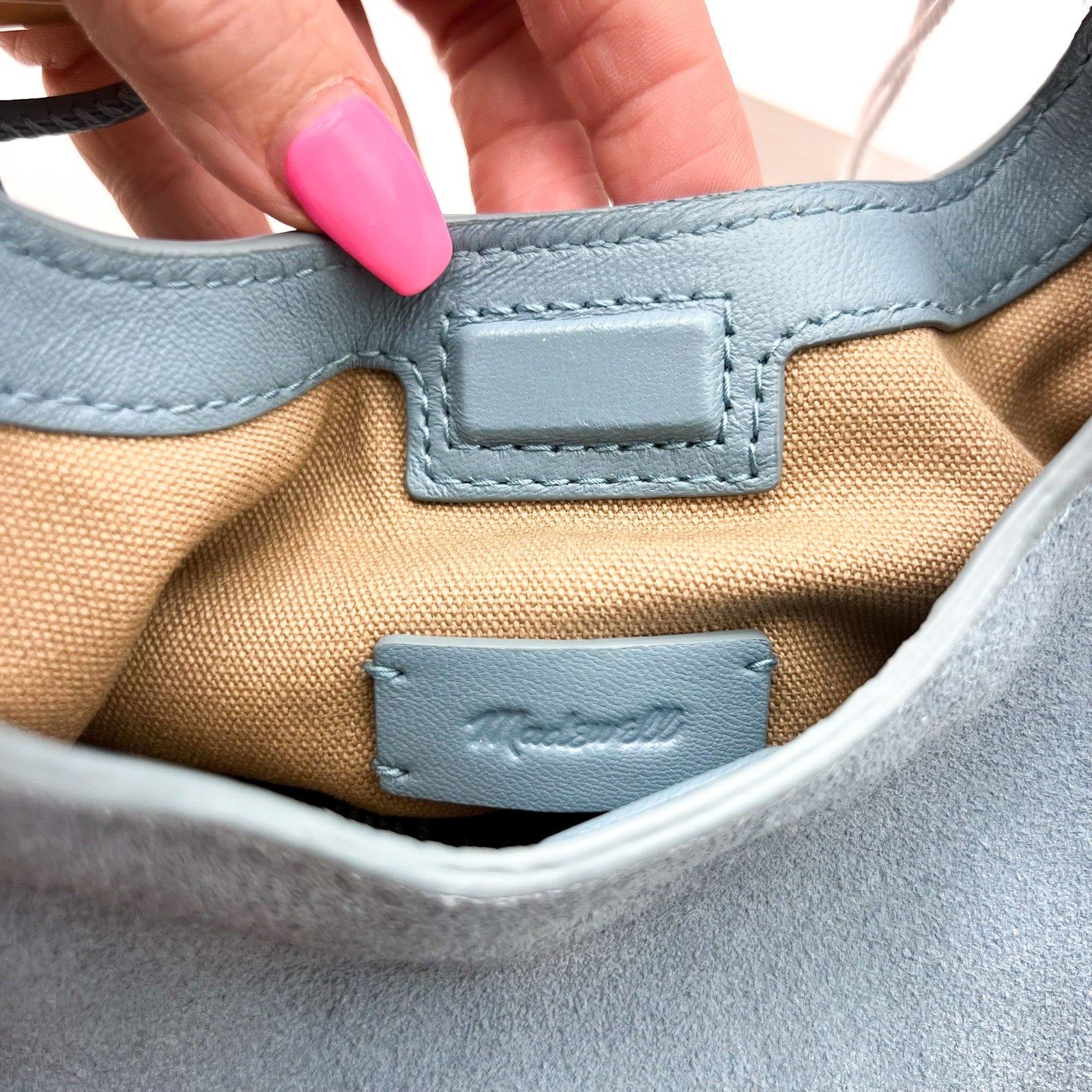 MADEWELL Women's The Mini Camren Handbag Blue Ocean Suede Leather NWT