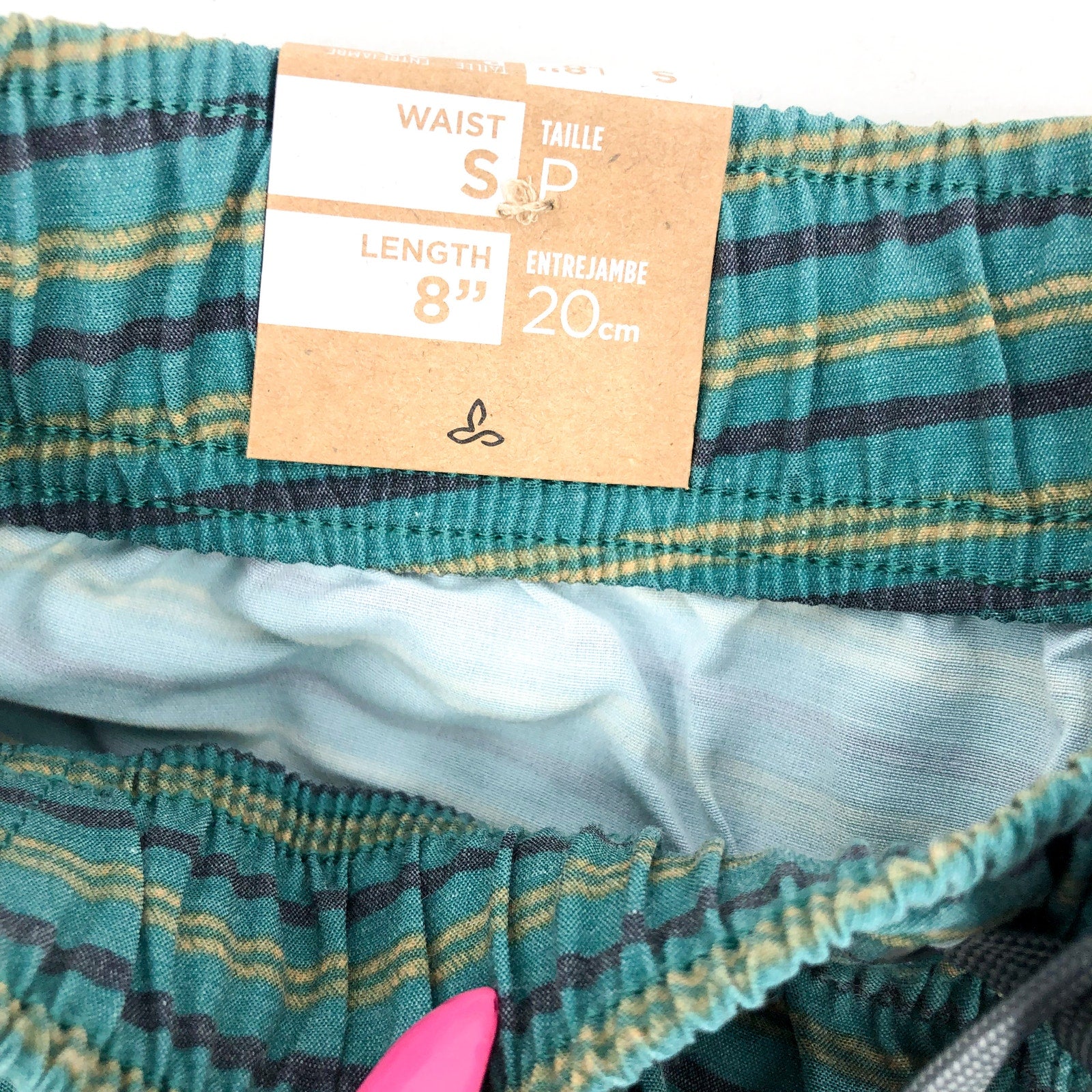 PRANA Men's Metric Swim Short Small Blue Green Cove Stripe 8" Inseam NWT