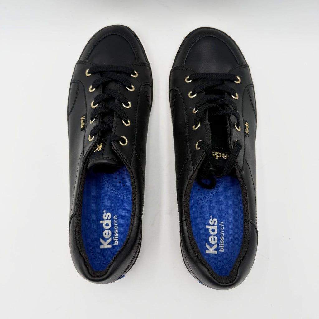 Keds Womens Center III Casual Sneakers Size 9 EU 40 Black Leather NWOB