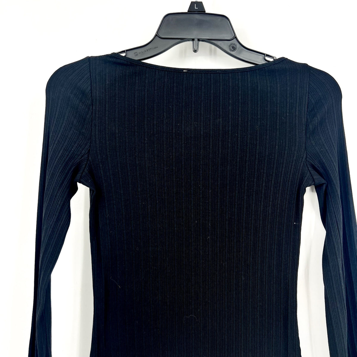 MADEWELL Women's Boat Neck Rib Top XS Jet BlackLong Sleeve NS805 NWT