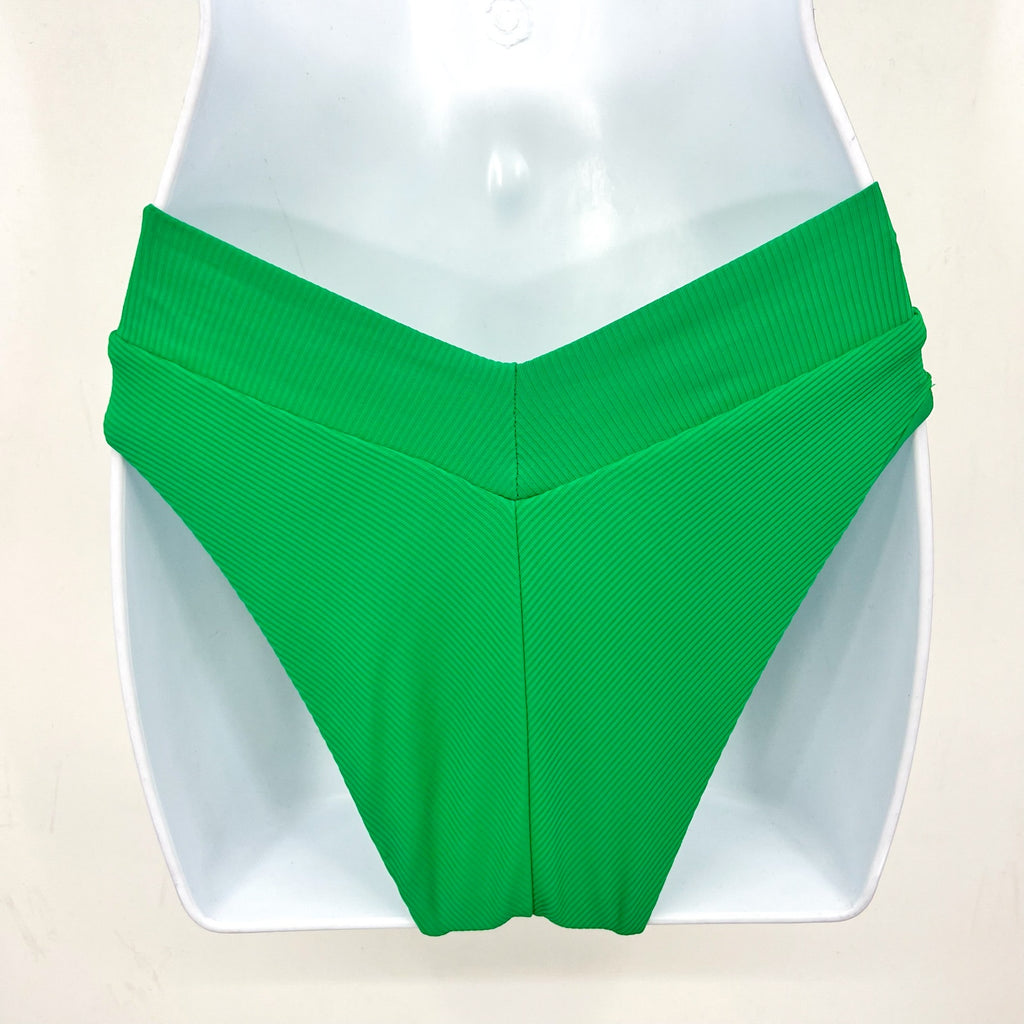 BECCA Modern Edge Elise French Cut Bikini Bottom Small Verd Green High-Waist NWT