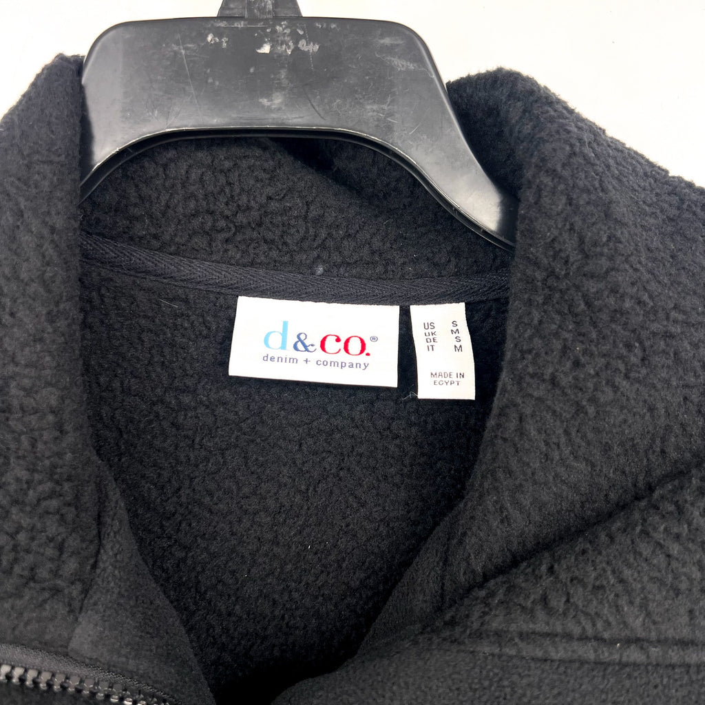 DENIM & CO. Women's Fleece Bonded Sherpa Jacket Small Black  NWOT