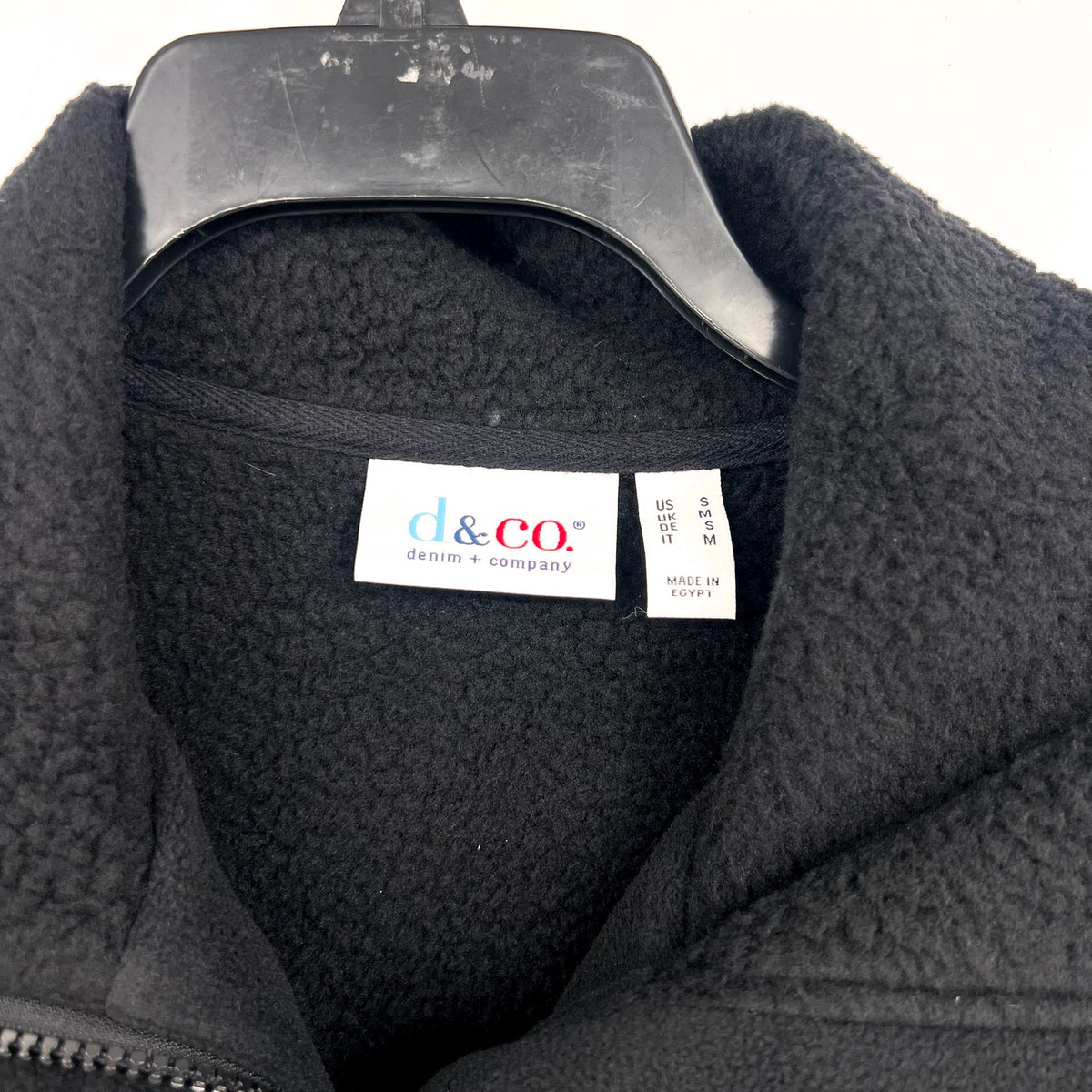 DENIM & CO. Women's Fleece Bonded Sherpa Jacket Small Black  NWOT