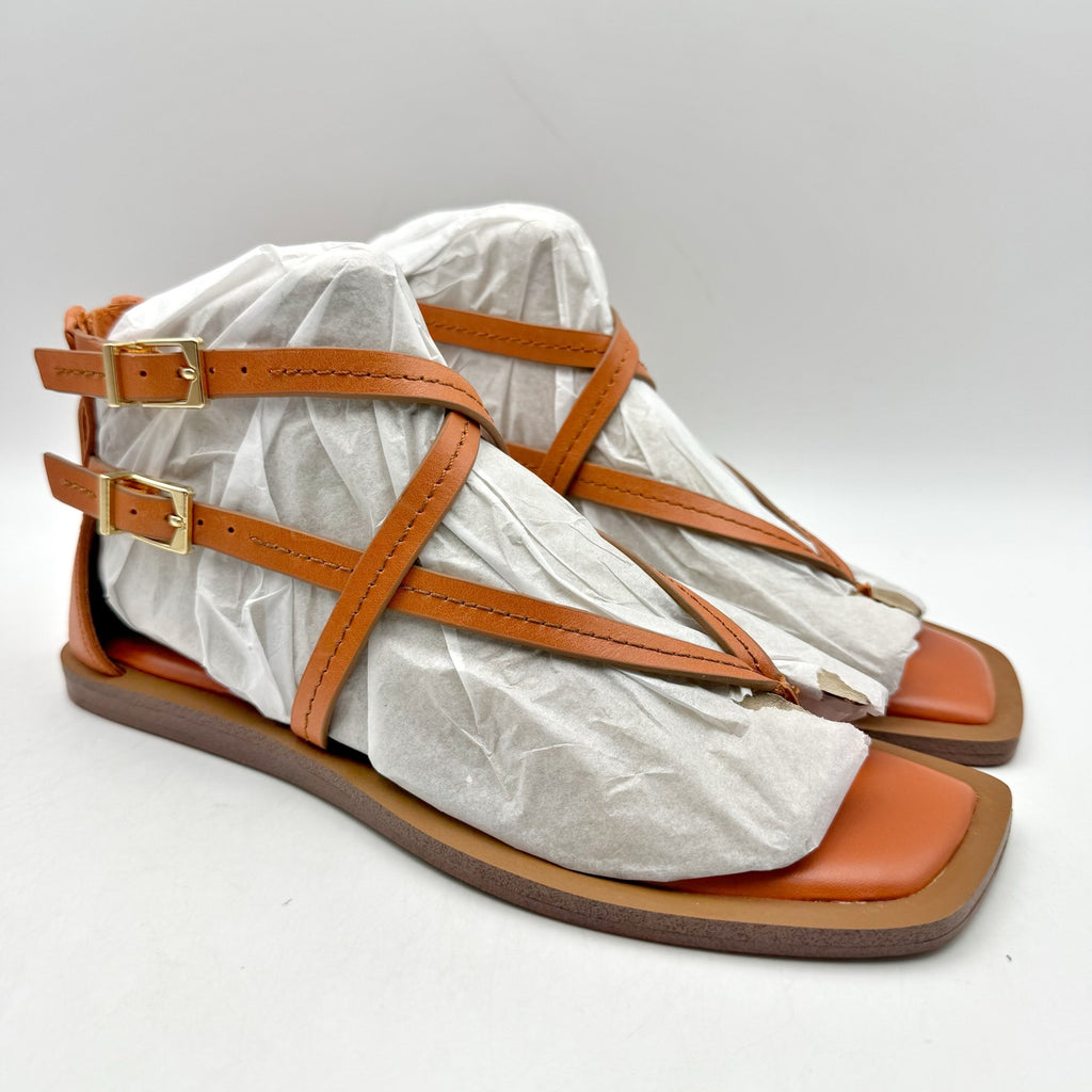 Vince Camuto Womens Brenndie Gladiator Sandals Size 6 M Orange Leather NIB