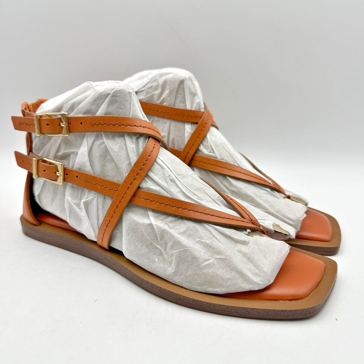 Vince Camuto Womens Brenndie Gladiator Sandals Size 6 M Orange Leather NIB