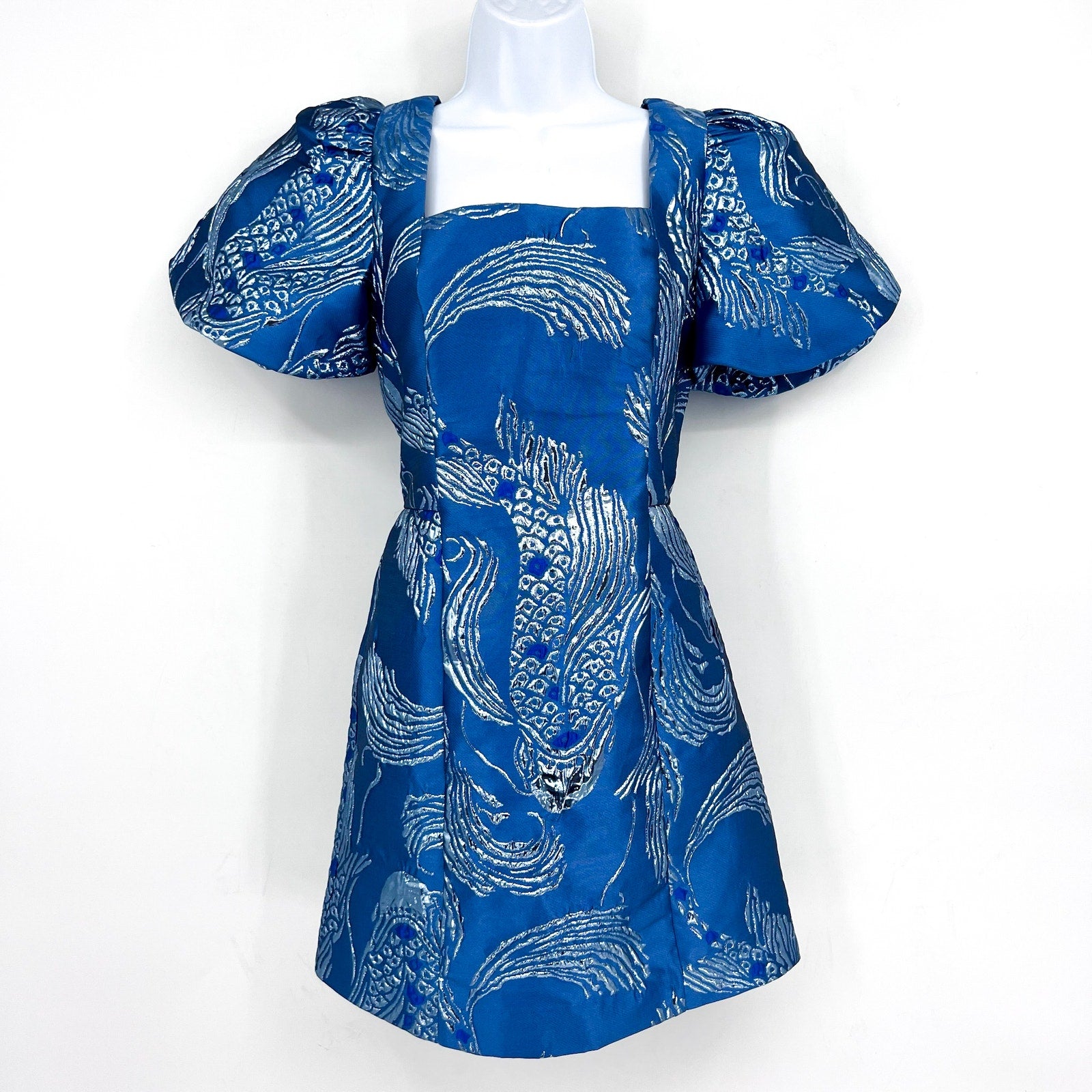 LILLY PULITZER Booker Romper Size 2 Blue Dancing Koi Metallic Jacquard NWOT