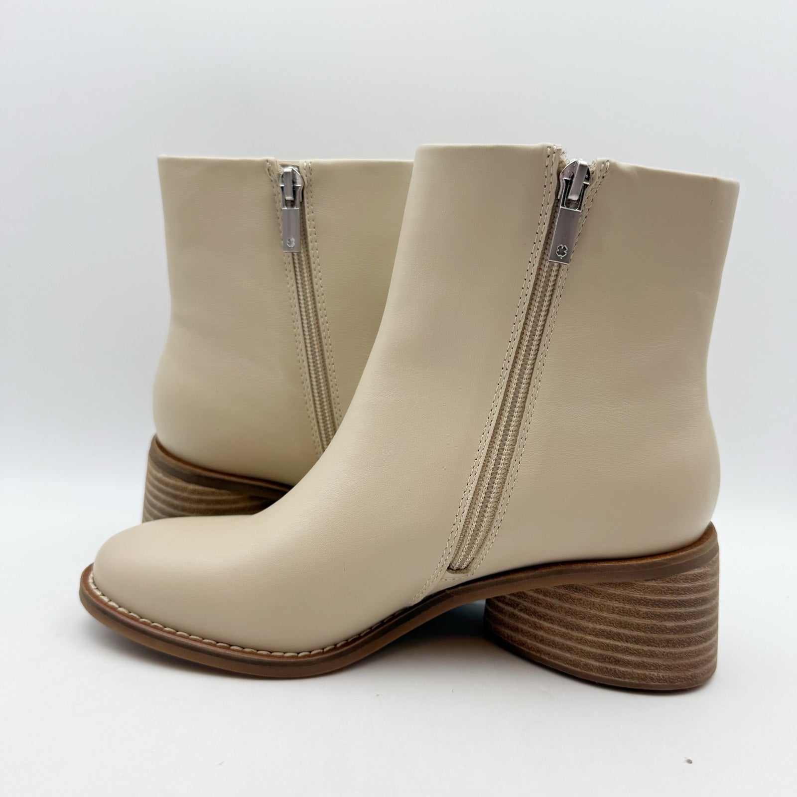 Lucky Brand Womens Cassia Ankle Booties US 6.5 Beige Vanilla Bean Leather NIB
