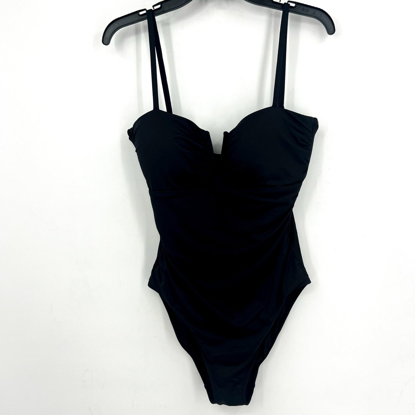 LAUREN RALPH LAUREN Solids V Wire One Piece Swimsuit Size 8 Black NWT