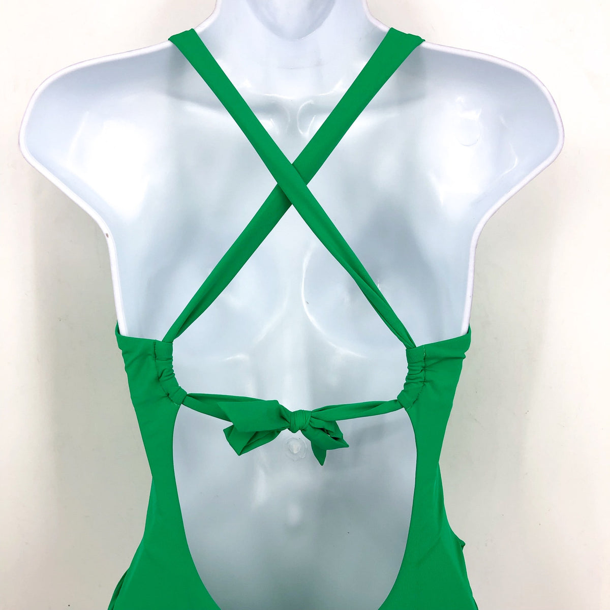 BECCA Baja Mar One Piece Swimsuit Large Green Verde Bow Side Open Back NWT