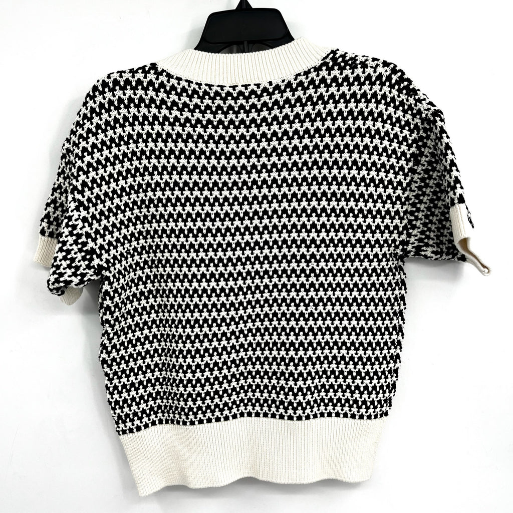 VARLEY Women's Dora Knit Cotton Top Small Black White Drop Shoulder Textured NWT