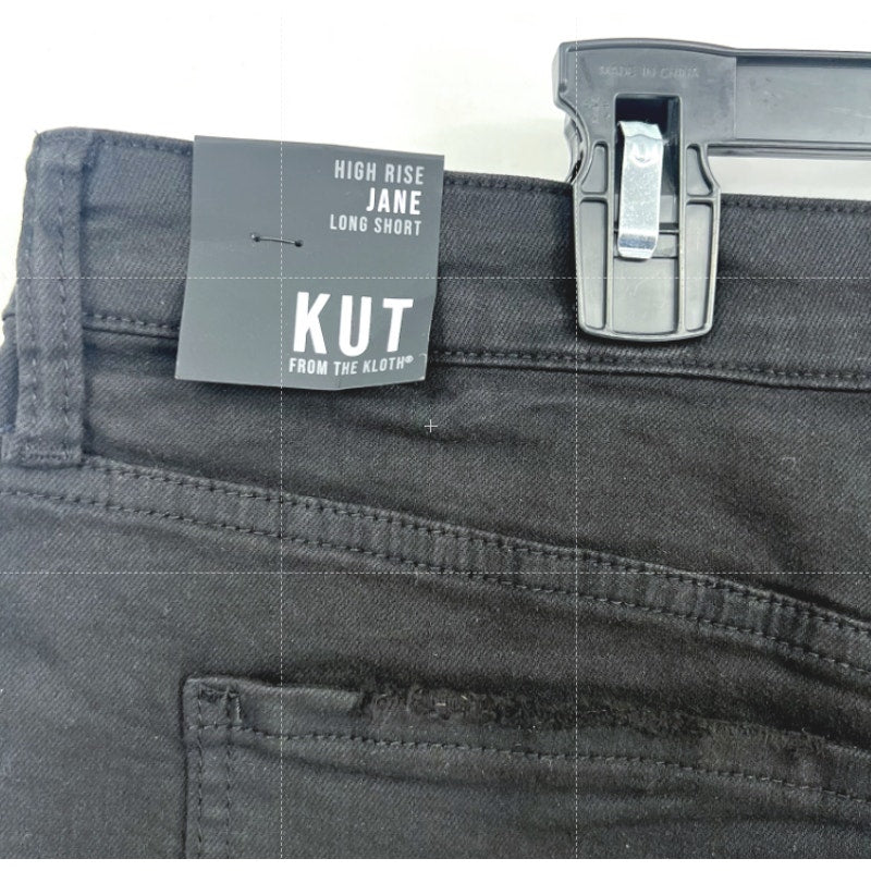 KUT FROM THE KLOTH Womens Jane Long Short Size 10 Black Frayed Hem High Rise NWT