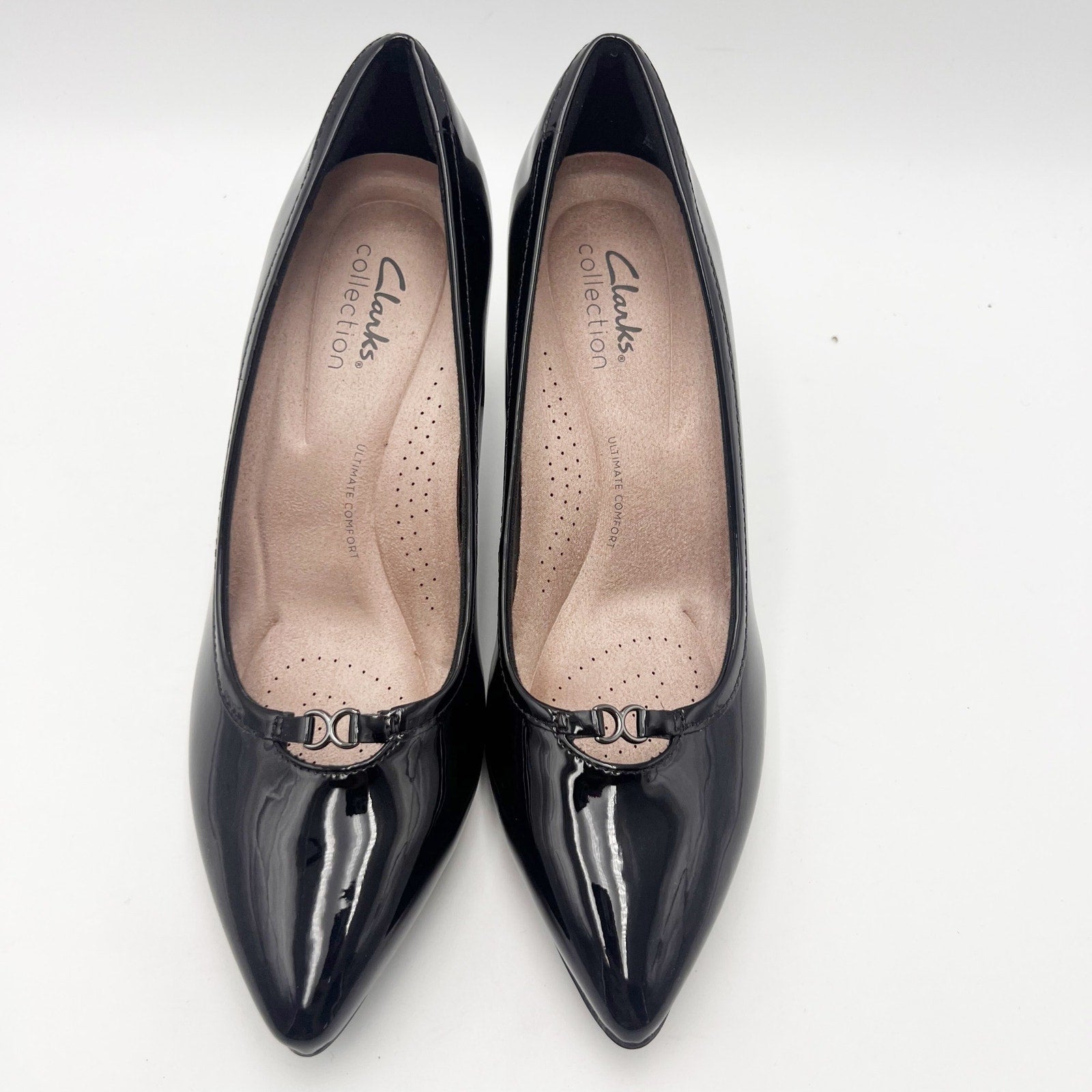 Clarks Womens Kataleyna West Heels Size 7 M Black Patent Leather Pumps NIB