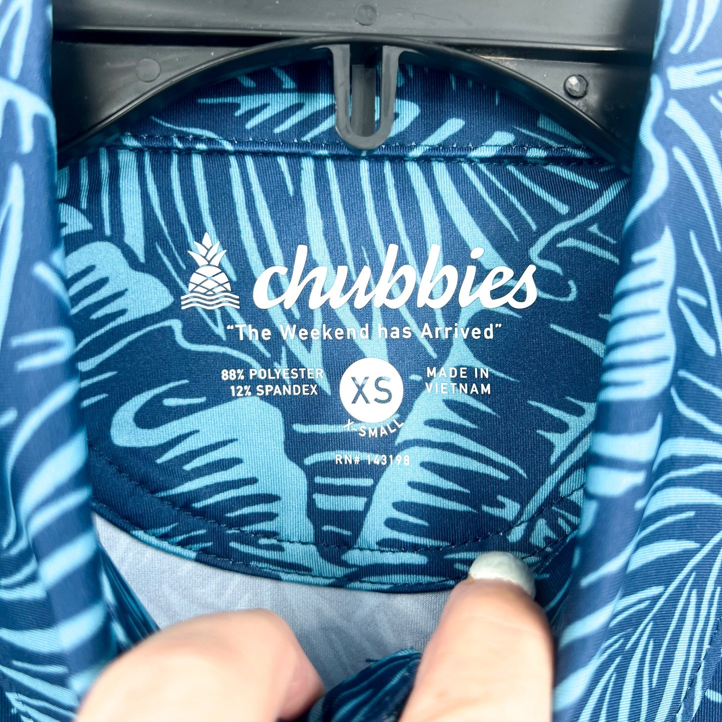 CHUBBIES Mens Performance Polo Shirt XS Navy Blue Dyed & True Print SS NWT