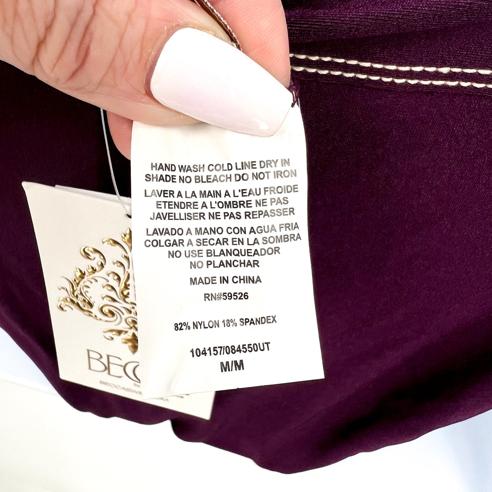 BECCA Women's Color Sheen Side Tie Bikini Bottoms Medium Purple Aubergine NWT