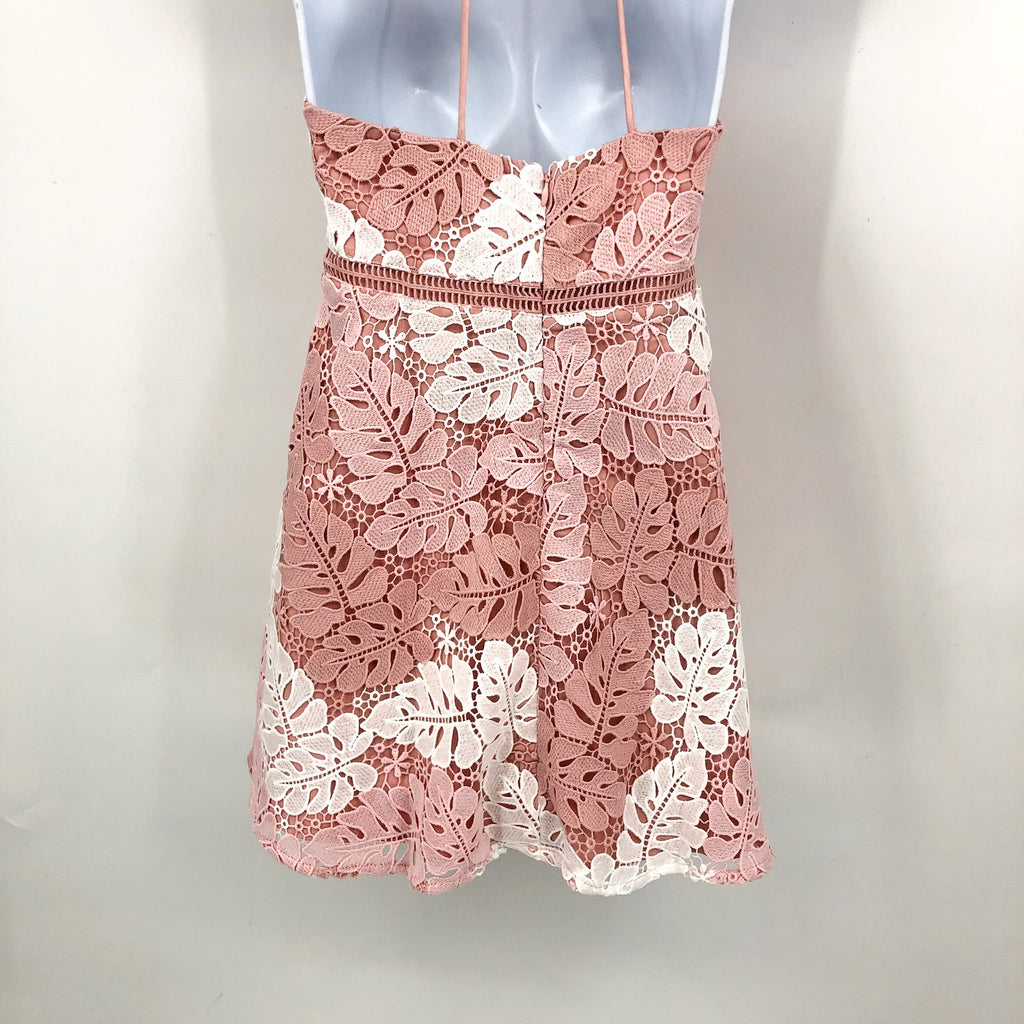 BARDOT JUNIOR Gemma Lace Halter Dress Girls Size 16 Pink White Two Tone NWT