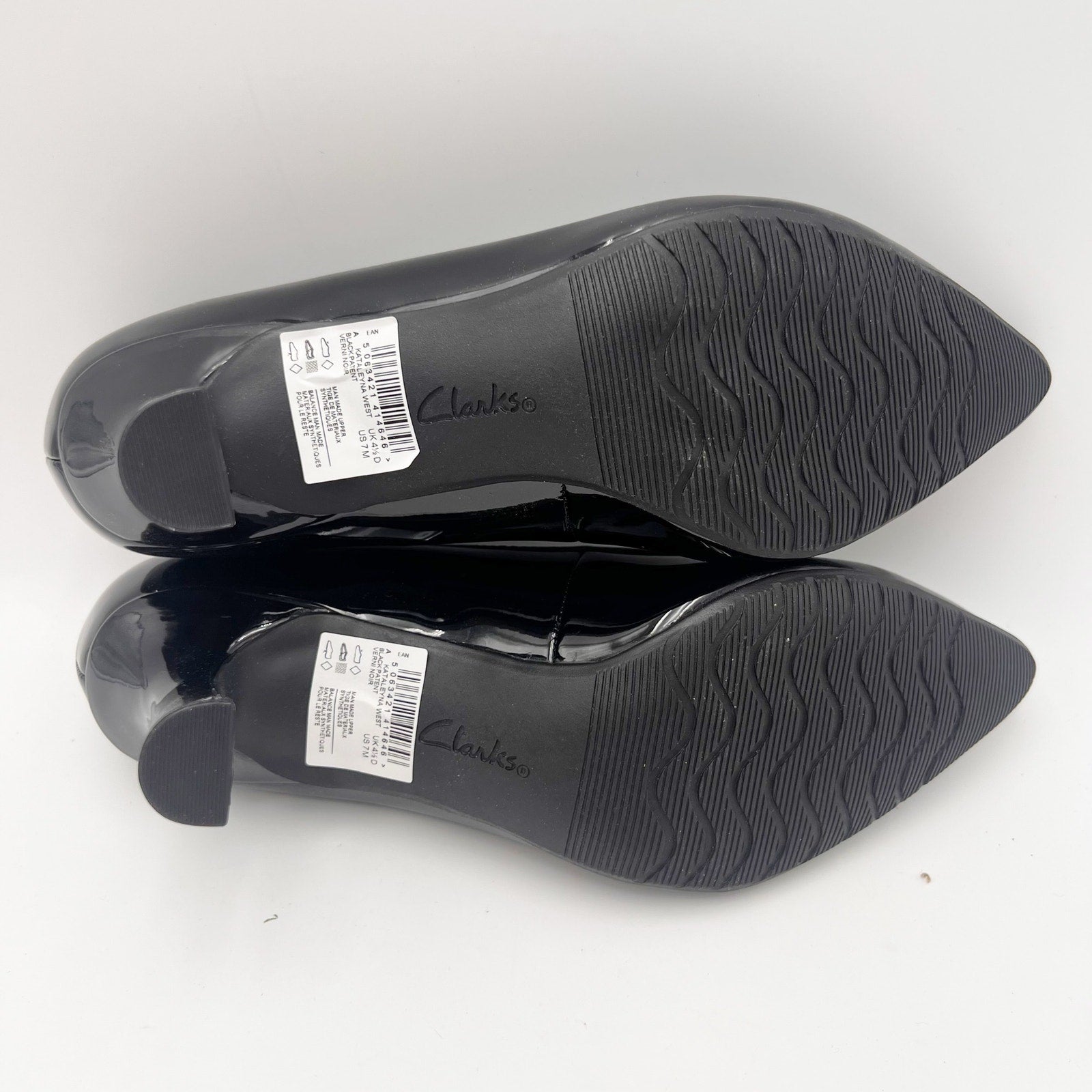 Clarks Womens Kataleyna West Heels Size 7 M Black Patent Leather Pumps NIB