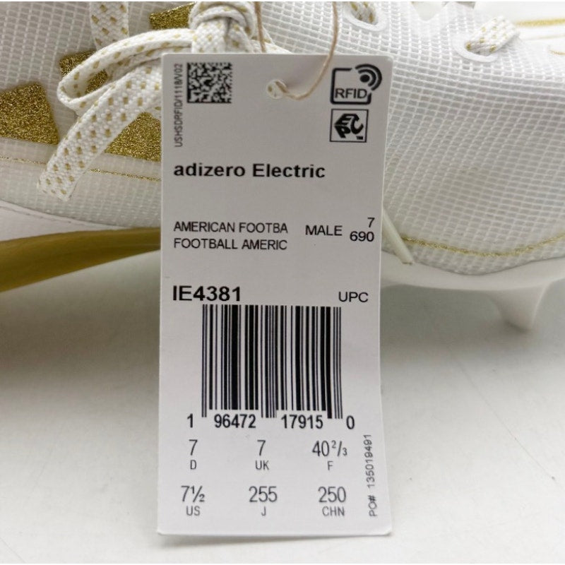 Adidas Mens Adizero Electric Football Cleats US 7.5 White Gold IE4381 NWOB